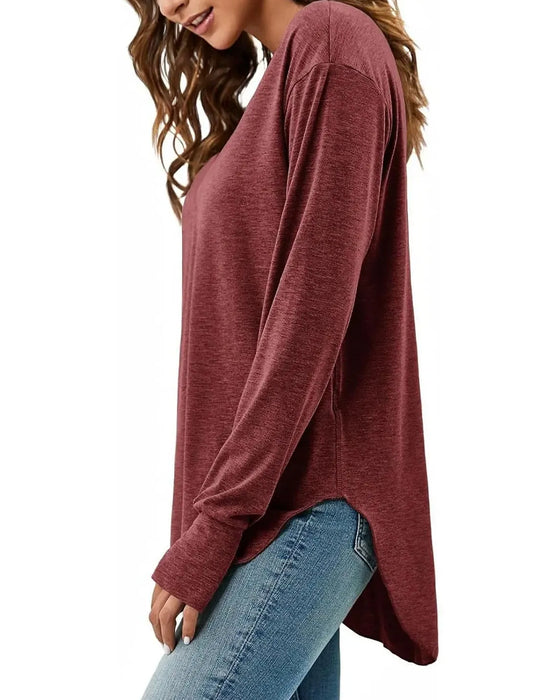 V-Neck Drop-Shoulder Solid Loose-Fit Top