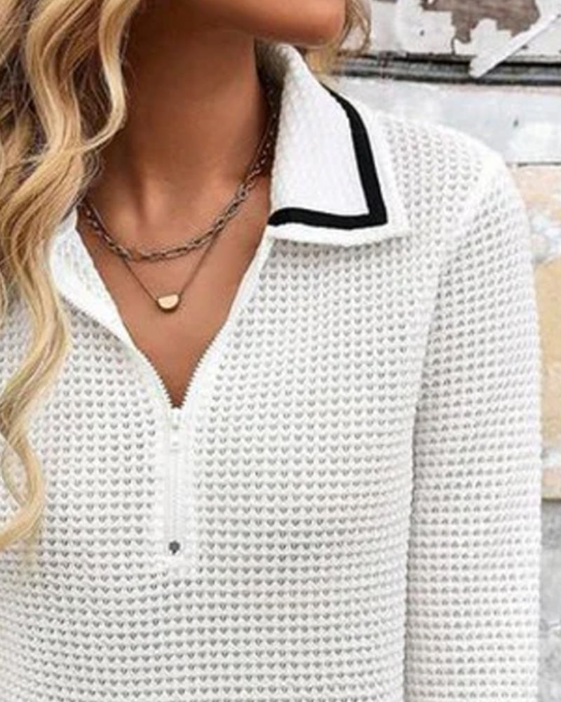 Casual Solid Color Waffle Sweatshirt
