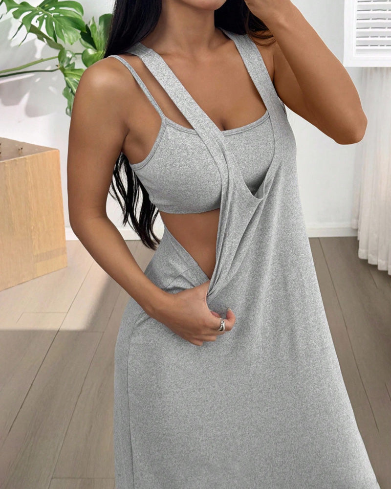 Solid Color Dress Two-Piece Set