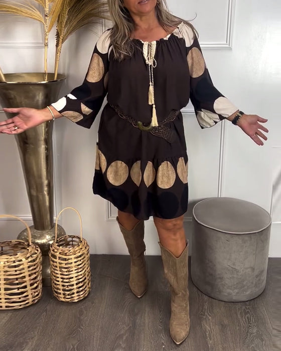 Tassel Knot Polka Dot Fashion Dress