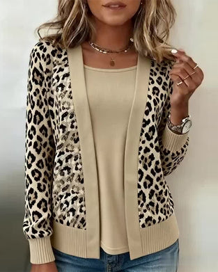 Fake Two-Piece Leopard Print Top