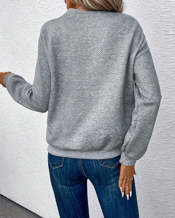 Solid color button fashion sweatshirt