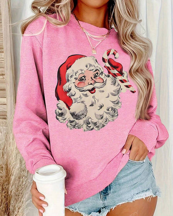 Loose Christmas Print Sweatshirt