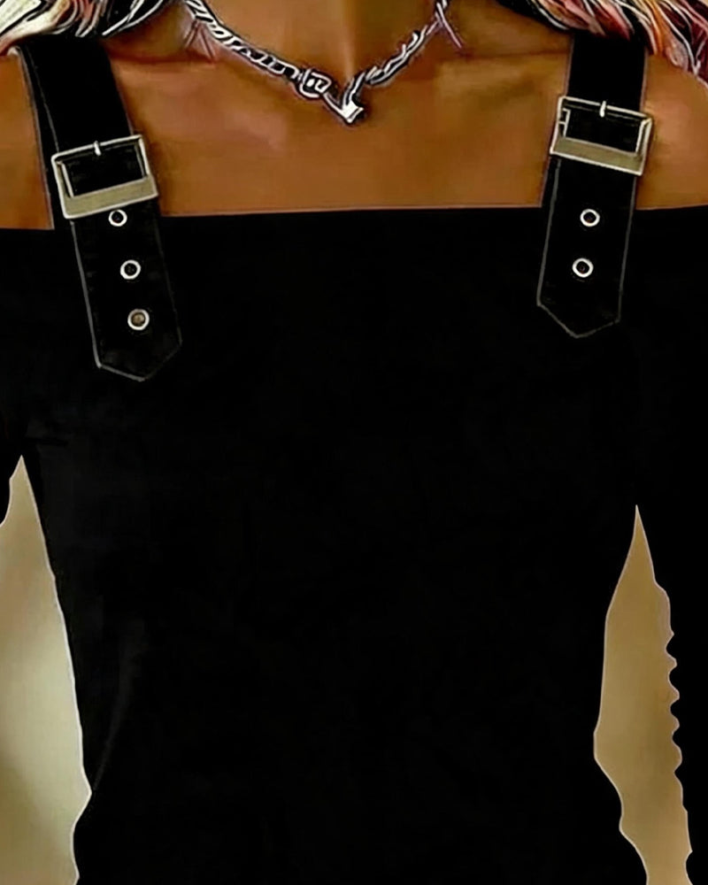 Long Sleeve Off-Shoulder Camisole Top