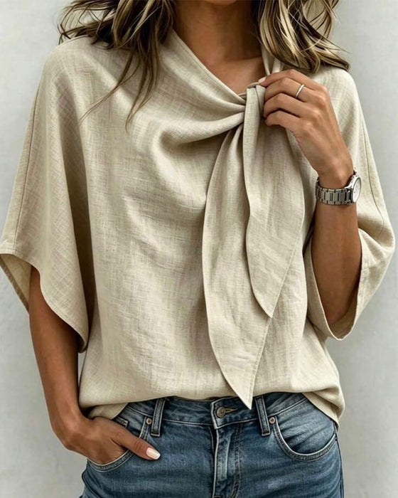 Casual Solid Color Blouse
