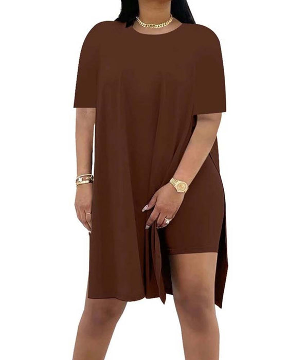 Solid Color Loose Short-Sleeve Pants Set