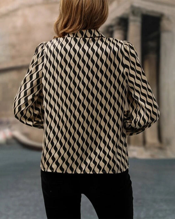 Ripple printed long sleeve blouse