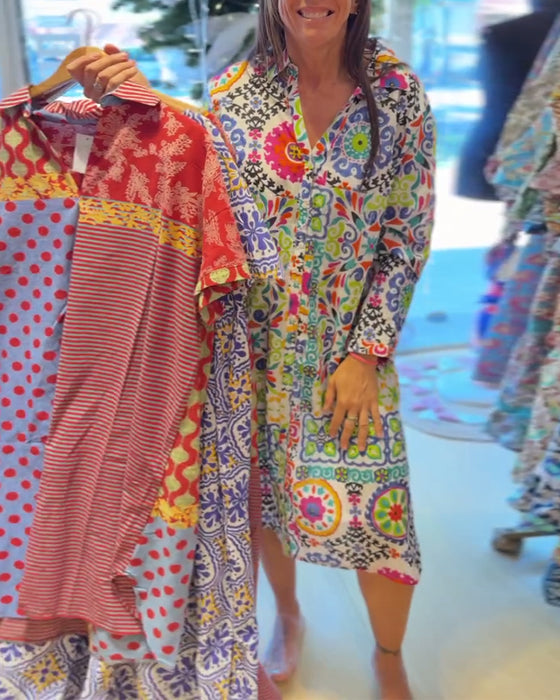 Long Sleeve Bohemian Print Dress