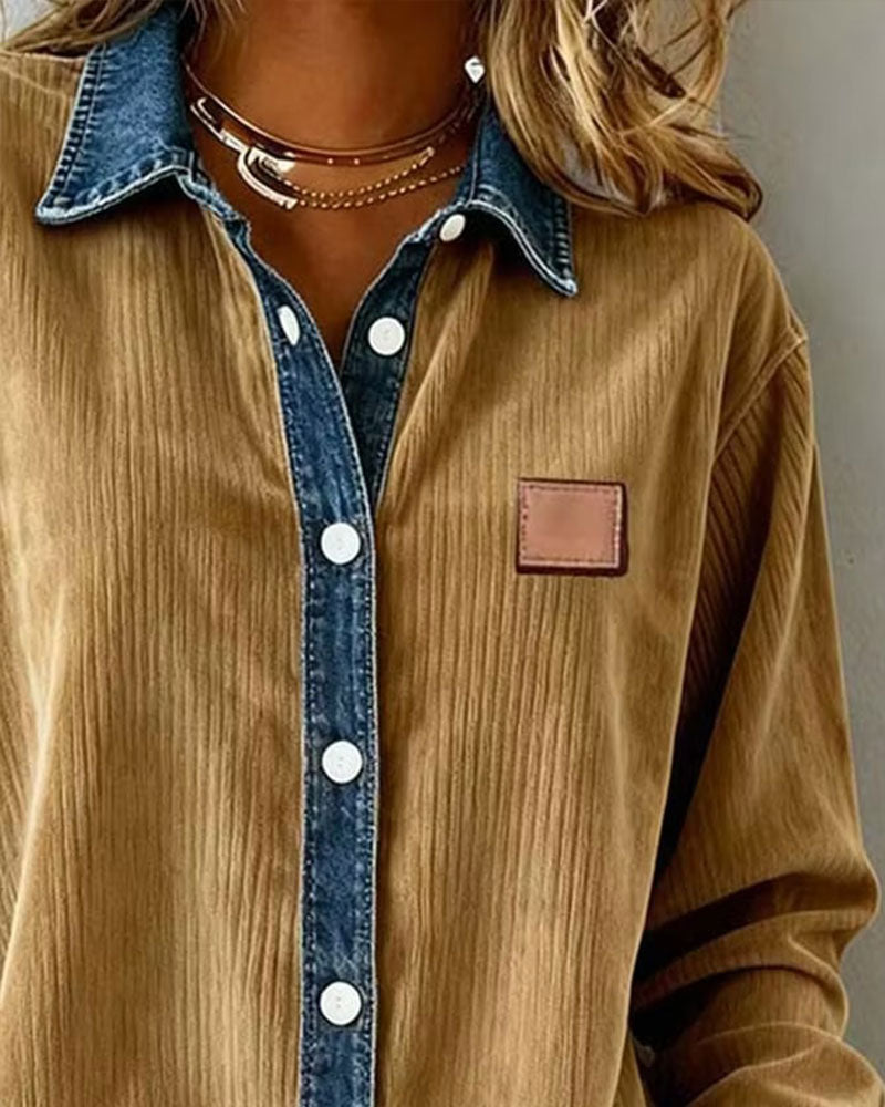 Denim Patchwork Corduroy Shirt