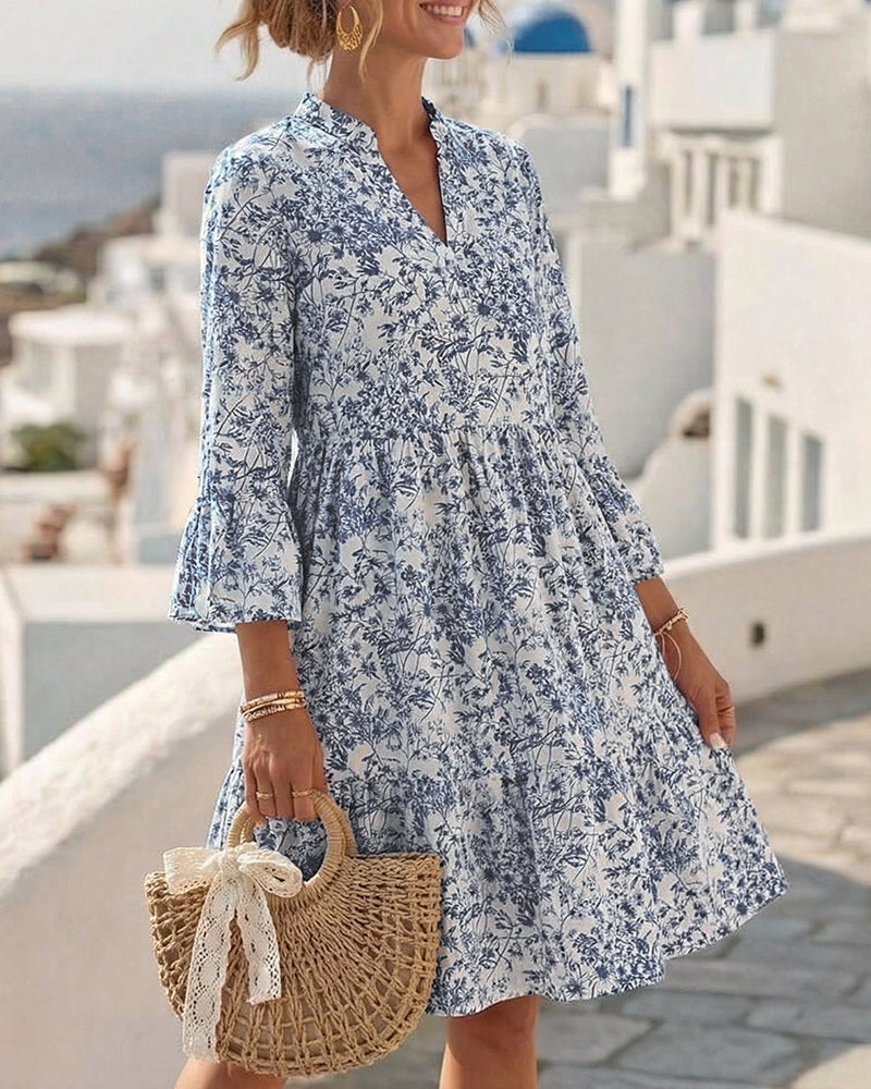 Floral V-Neck Cake Dress