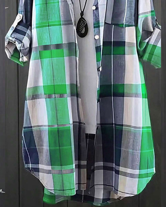 Casual Plaid Contrast Shirt