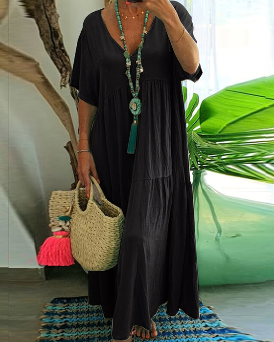 V-Neck Short Sleeve Casual Dress