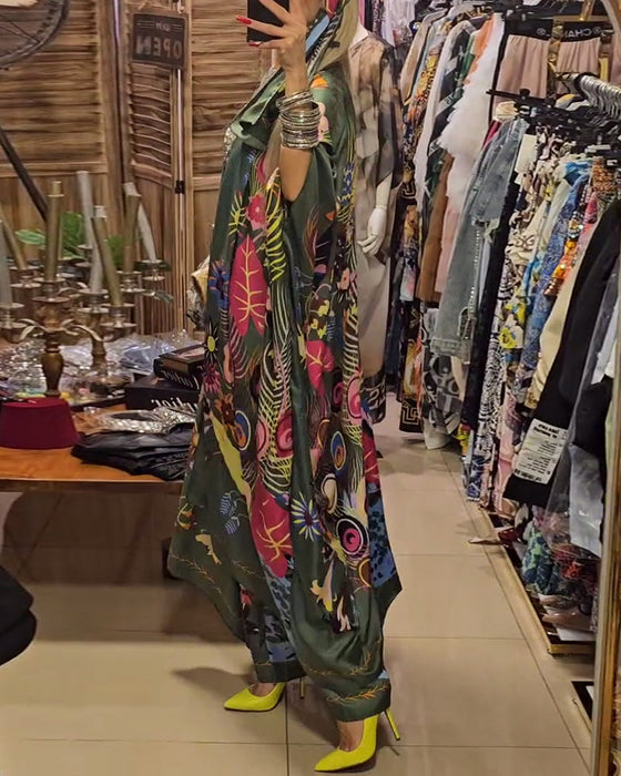 Kimono print casual two-piece set