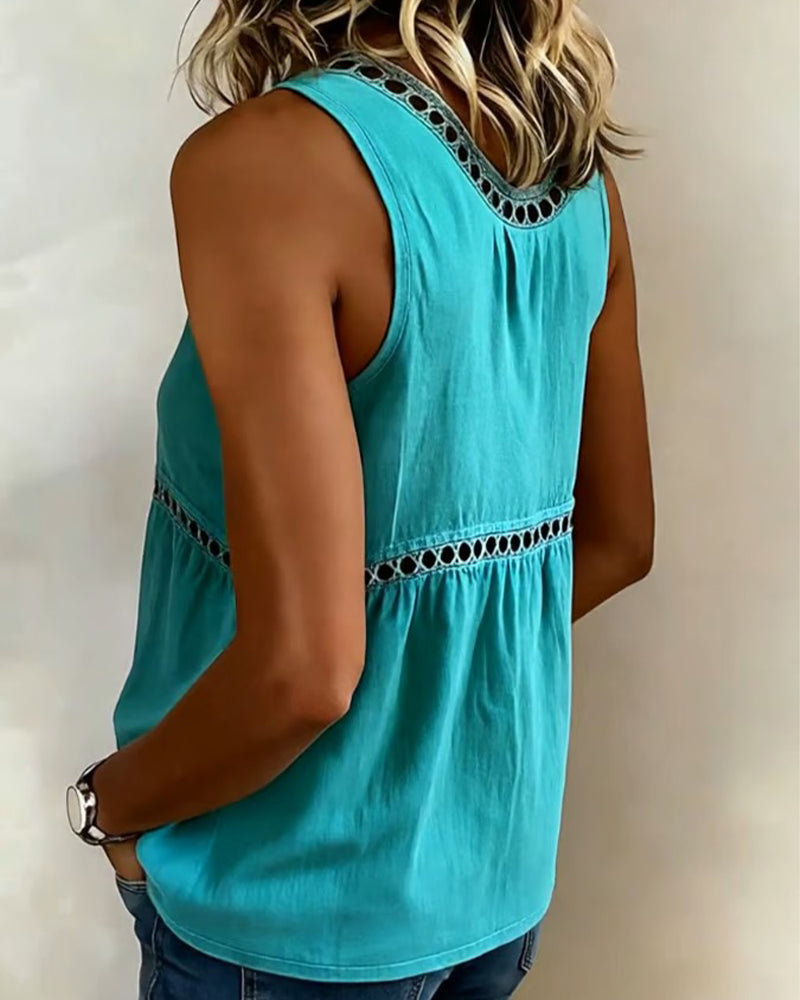 Hollow Out Baby Doll Tank Top