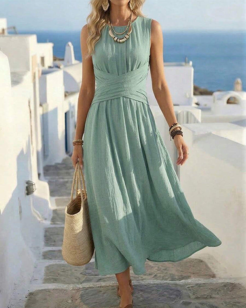 Crossover Waist Sleeveless Dress