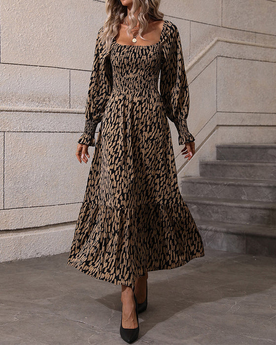 Square Neck Printed Maxi Dress