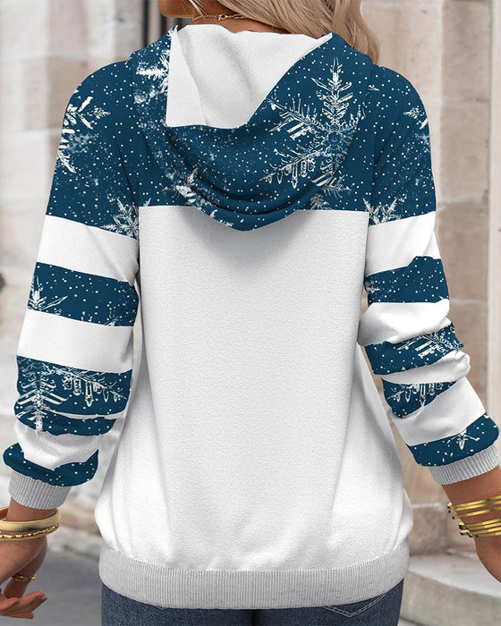 Casual Snowflake Print Hoodie