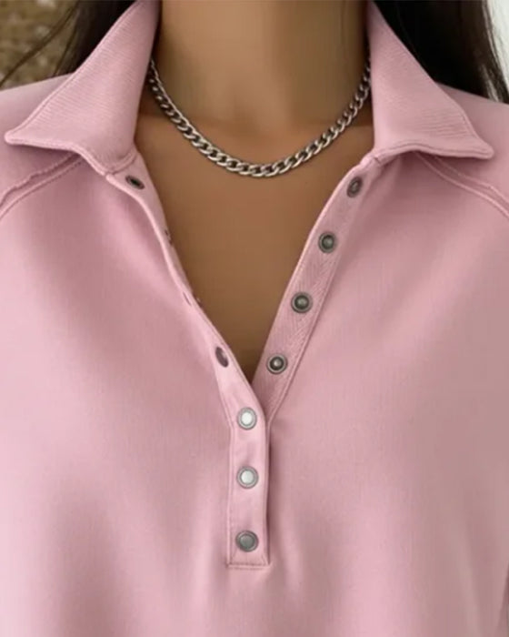 Collared Studded Casual Sweatshirt