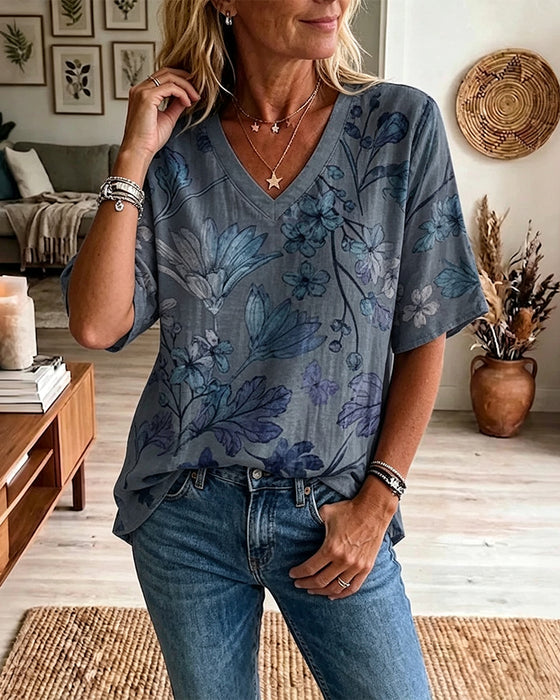 V-Neck Half Sleeve Blouse