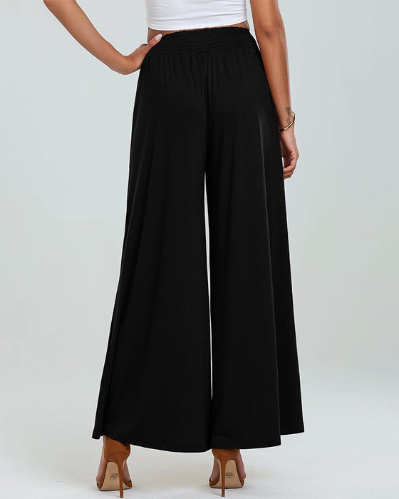 Pocket Elastic Waist Bootcut Pants