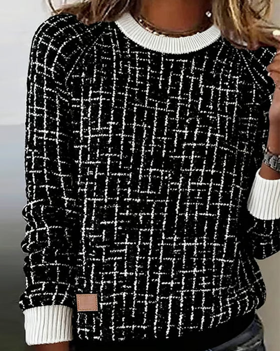 Casual Checkered Printed Sweatshirt