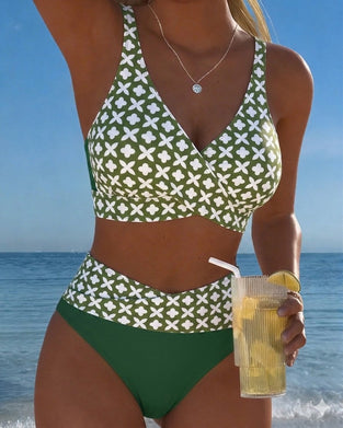 Four-Leaf Flower Cross Wrap Bikini