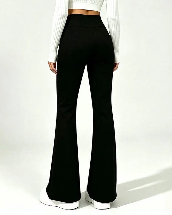 High Waist Casual Fleece Flared Pants