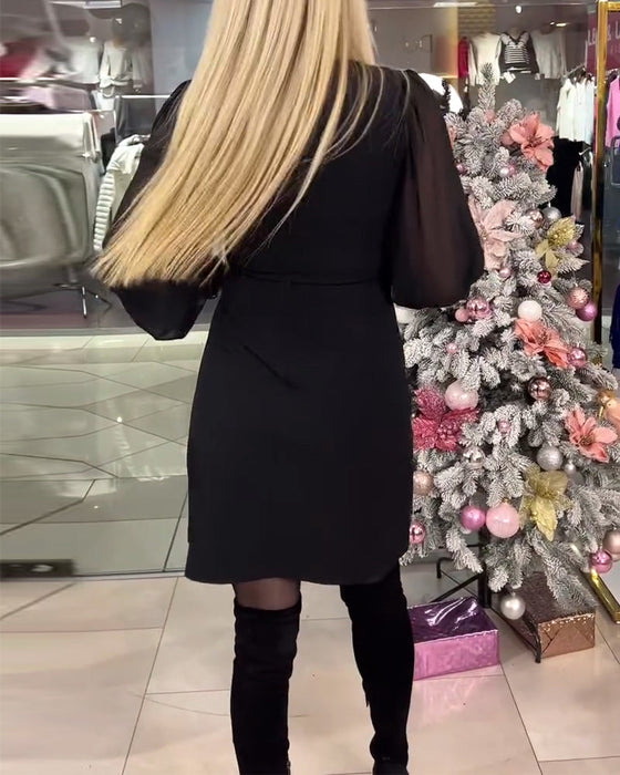 Temperament Splicing Slit Party Dress