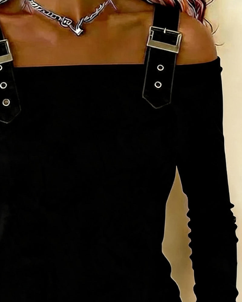 Long Sleeve Off-Shoulder Camisole Top