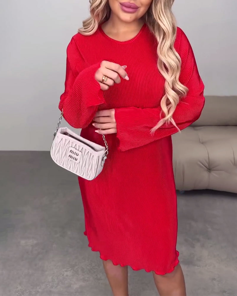 Casual Solid Color Knee-Length Dress