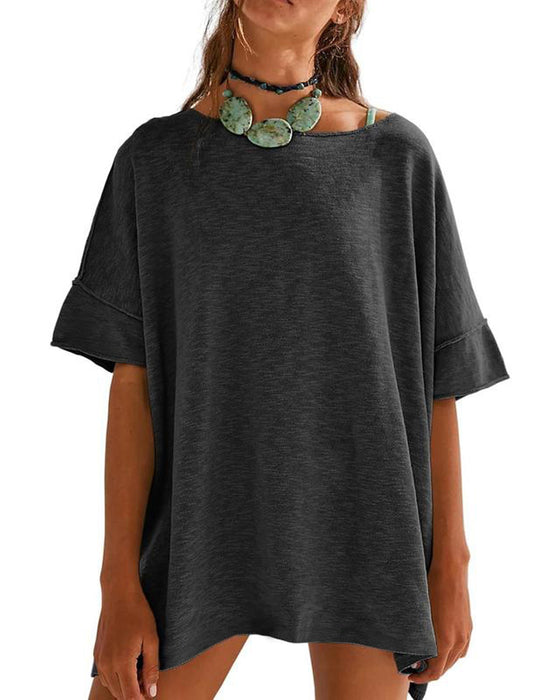 Solid Color Patchwork Half-Sleeve T-Shirt