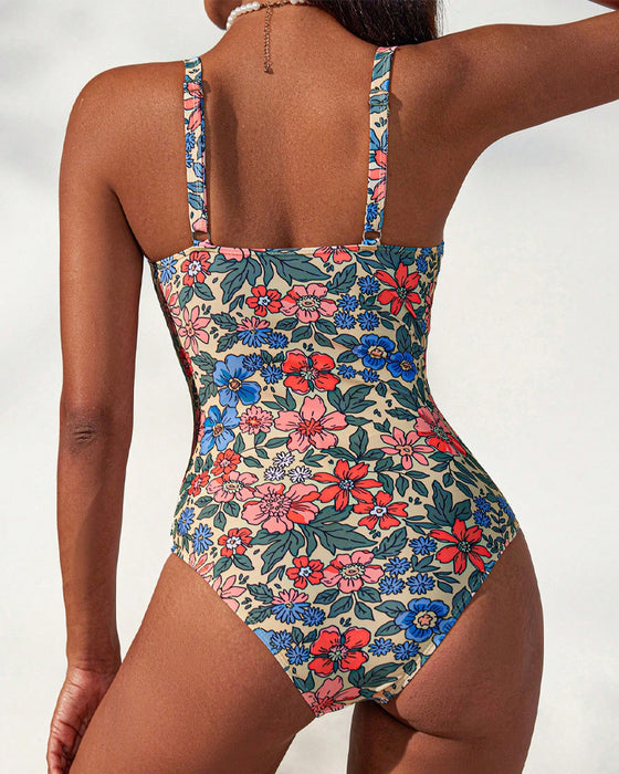 Floral Halter Swimsuit