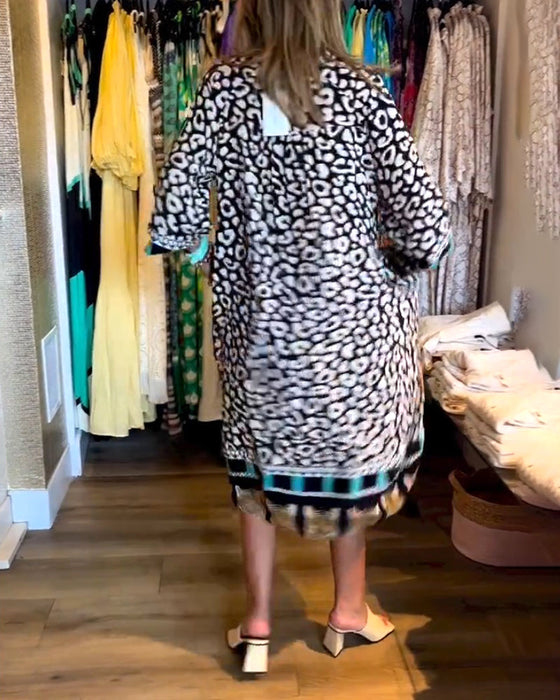 Botanical print loose casual dress