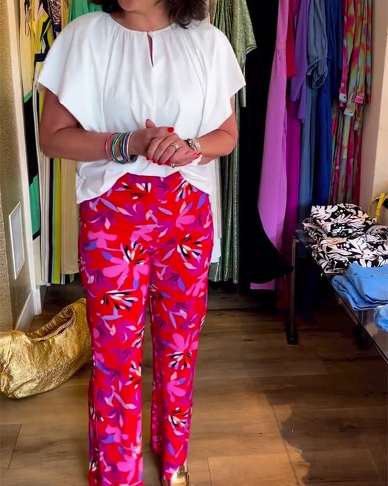 Casual solid color pleated top