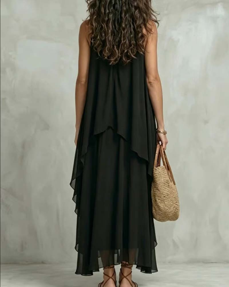Crew Neck Sleeveless Irregular Dress