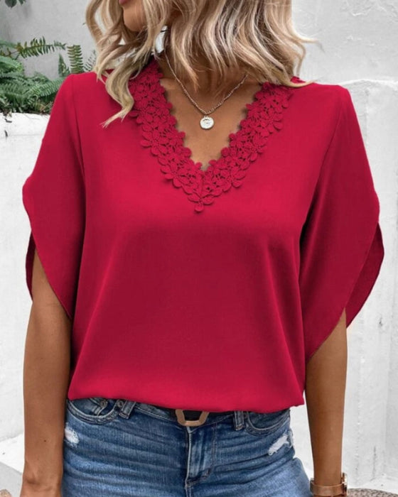 Elegant Lace V-Neck Top