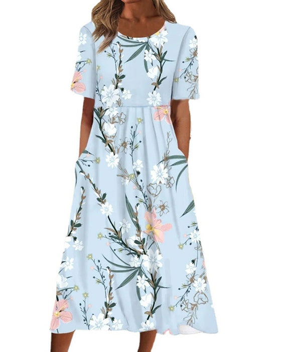 Round Neck Flower Print Dress