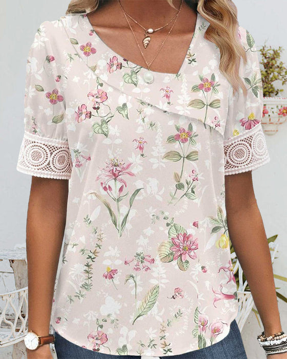 Short-sleeved floral top