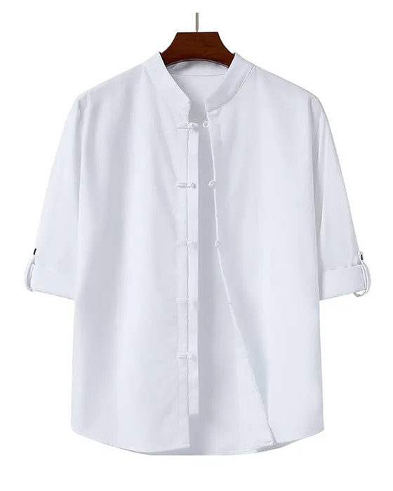 Chinese Style Square Neck Casual Shirt