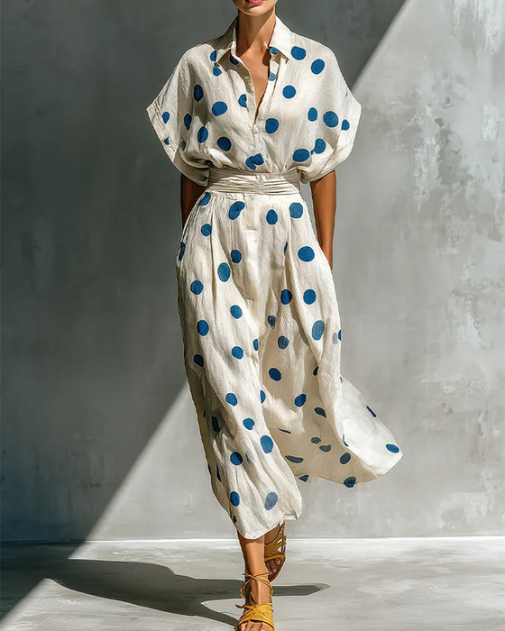 Casual Polka Dot Midi Dress