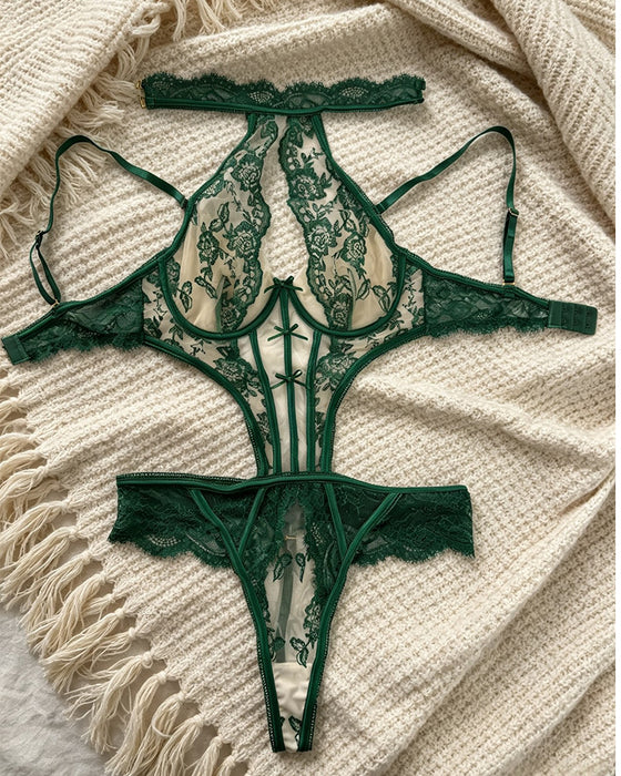 Sheer Halter Bodysuit Lingerie