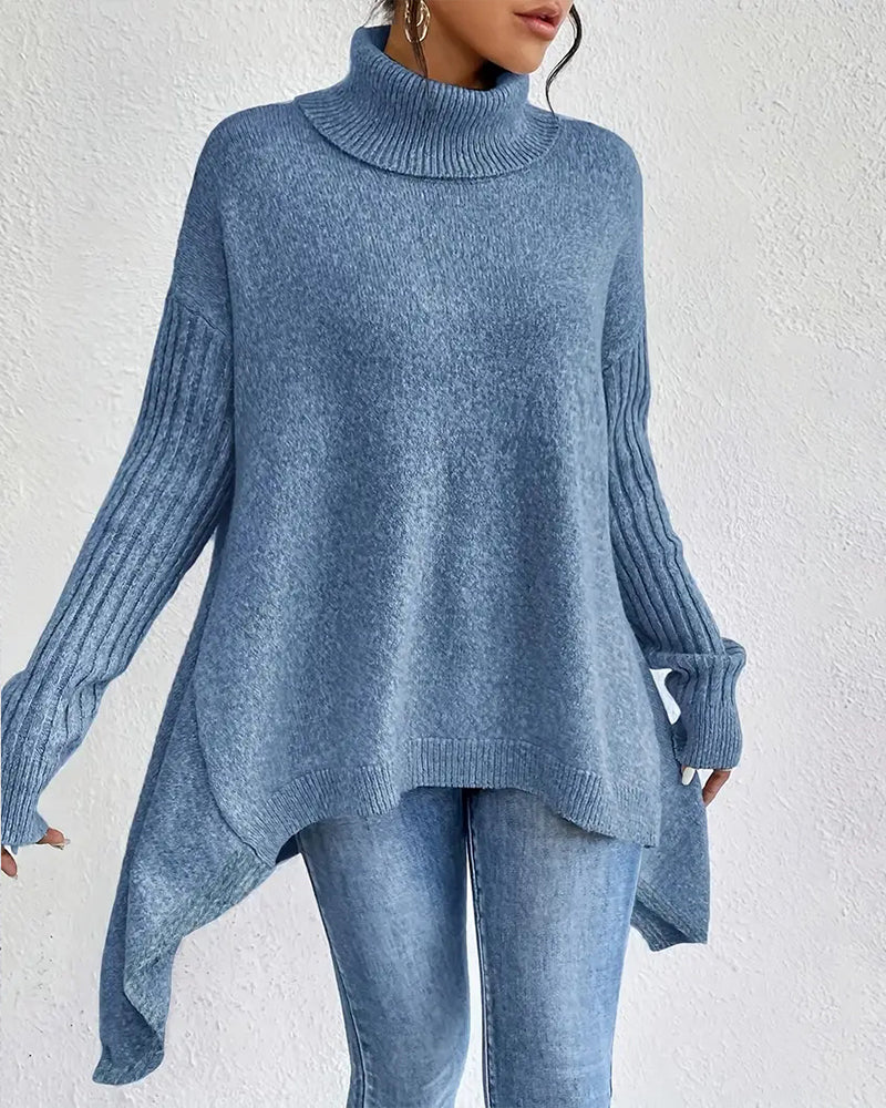 High Collar Irregular Loose Sweater