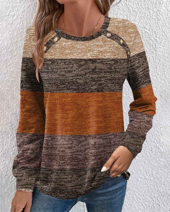 Round Neckline Color Block Top
