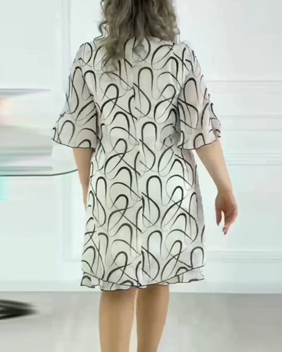 Mid-sleeve striped dress