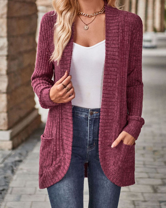 Brushed Casual Long-Sleeve Coat