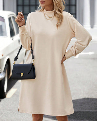 Solid colour high Neck dress