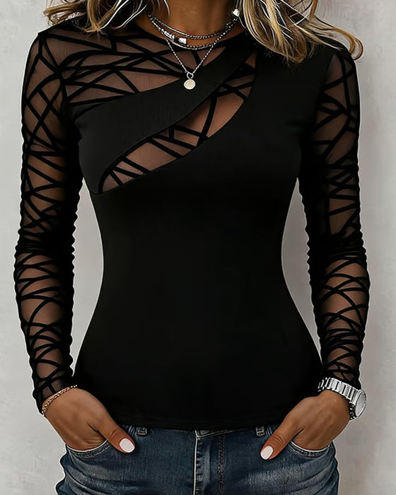 Crew Neck Cross Solid Top