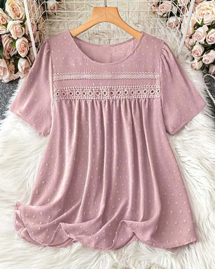 Crew Neck Fashion Casual Blouse