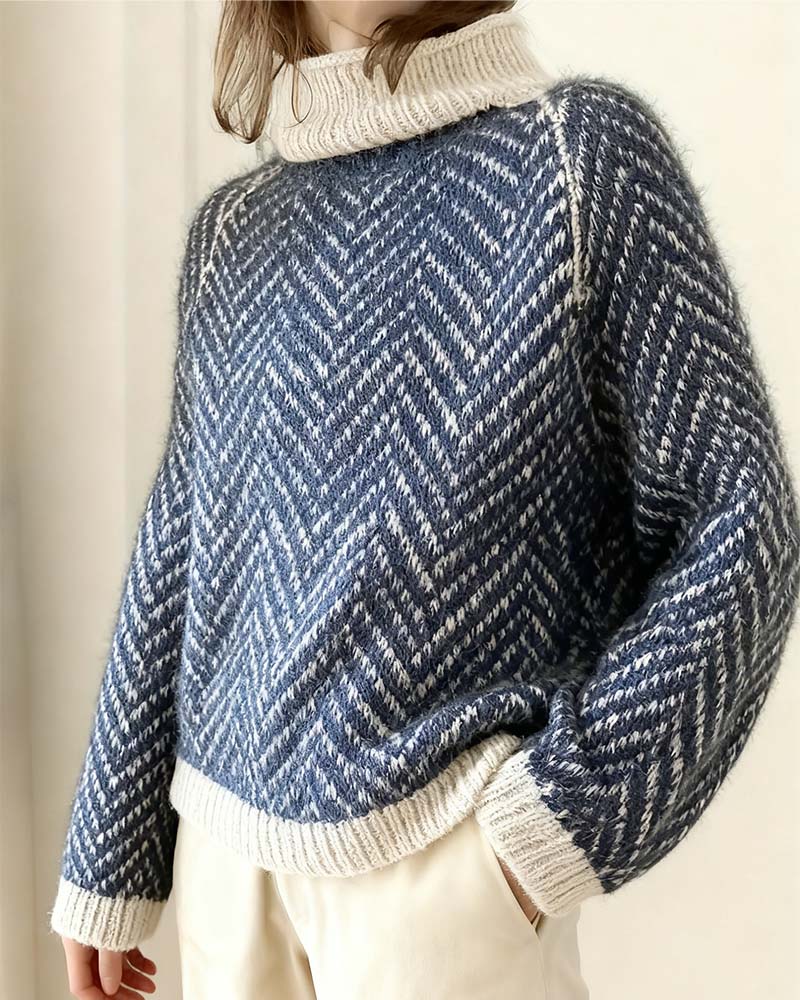 Striped Turtleneck Slouchy Pullover