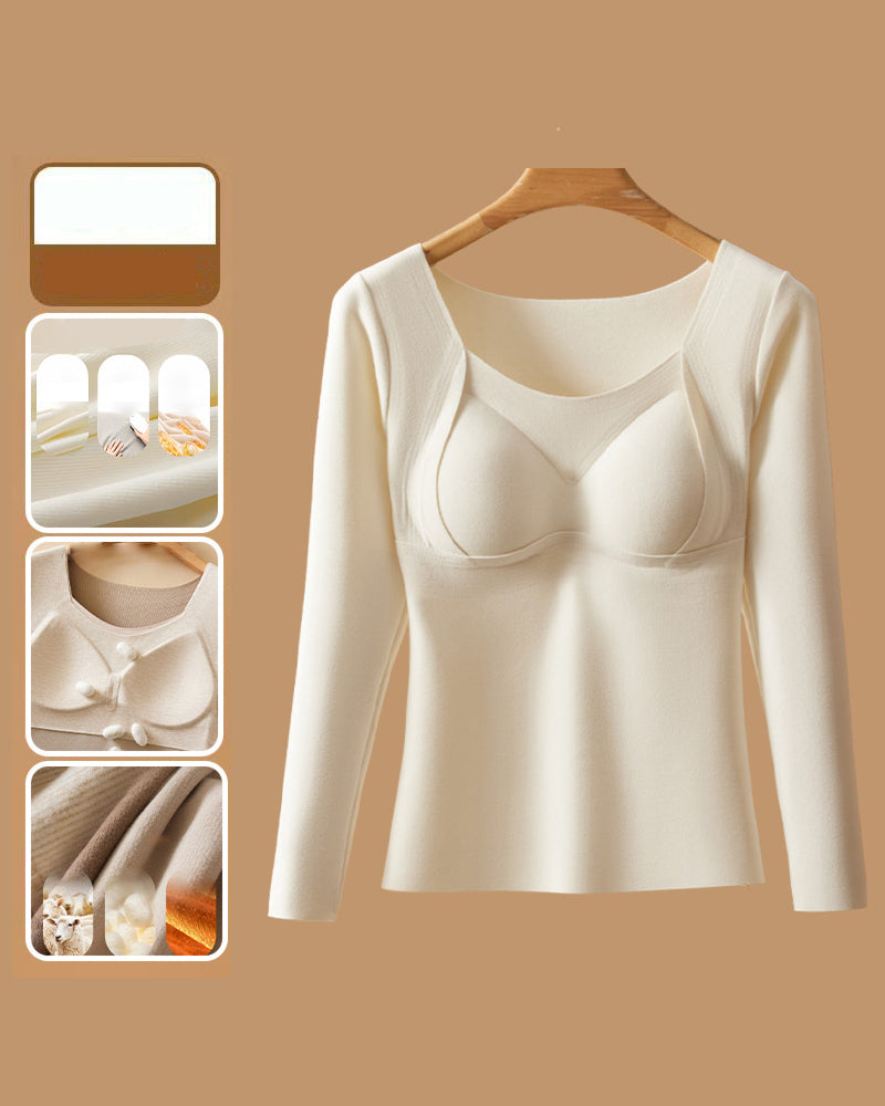 Women's Thermal Underwear Top with Bra Pads